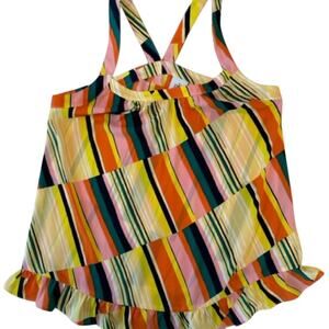 Stylish Multi-Colored Striped Racerback Tank Top - Excellent Used Condition!